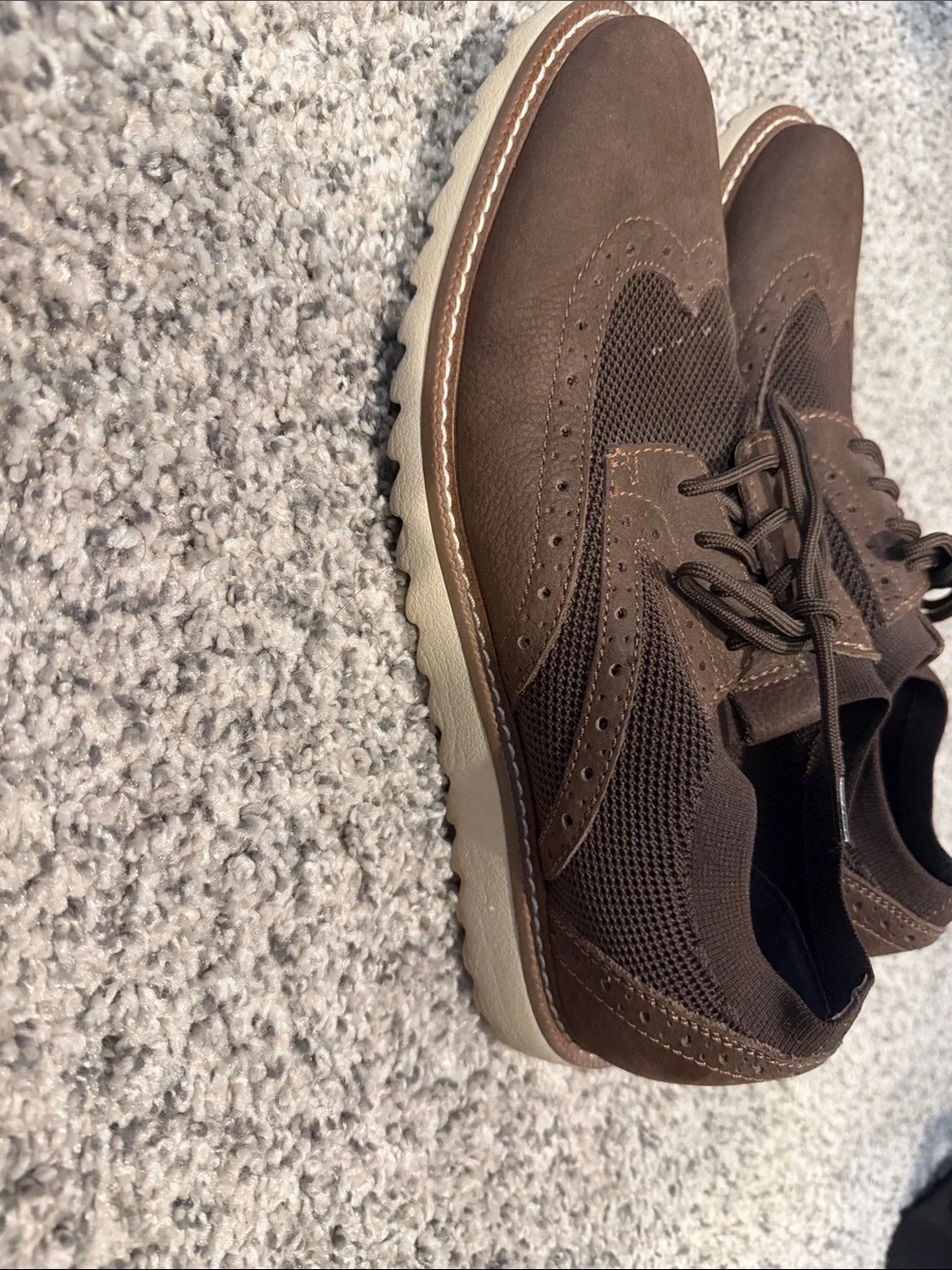 Johnston & Murphy Brown Wingtip Knit-Textured Lace-Up Oxfords